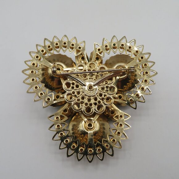 Judy Lee Vintage Green Rhinestone Gold Tone Brooch - Picture 7 of 9